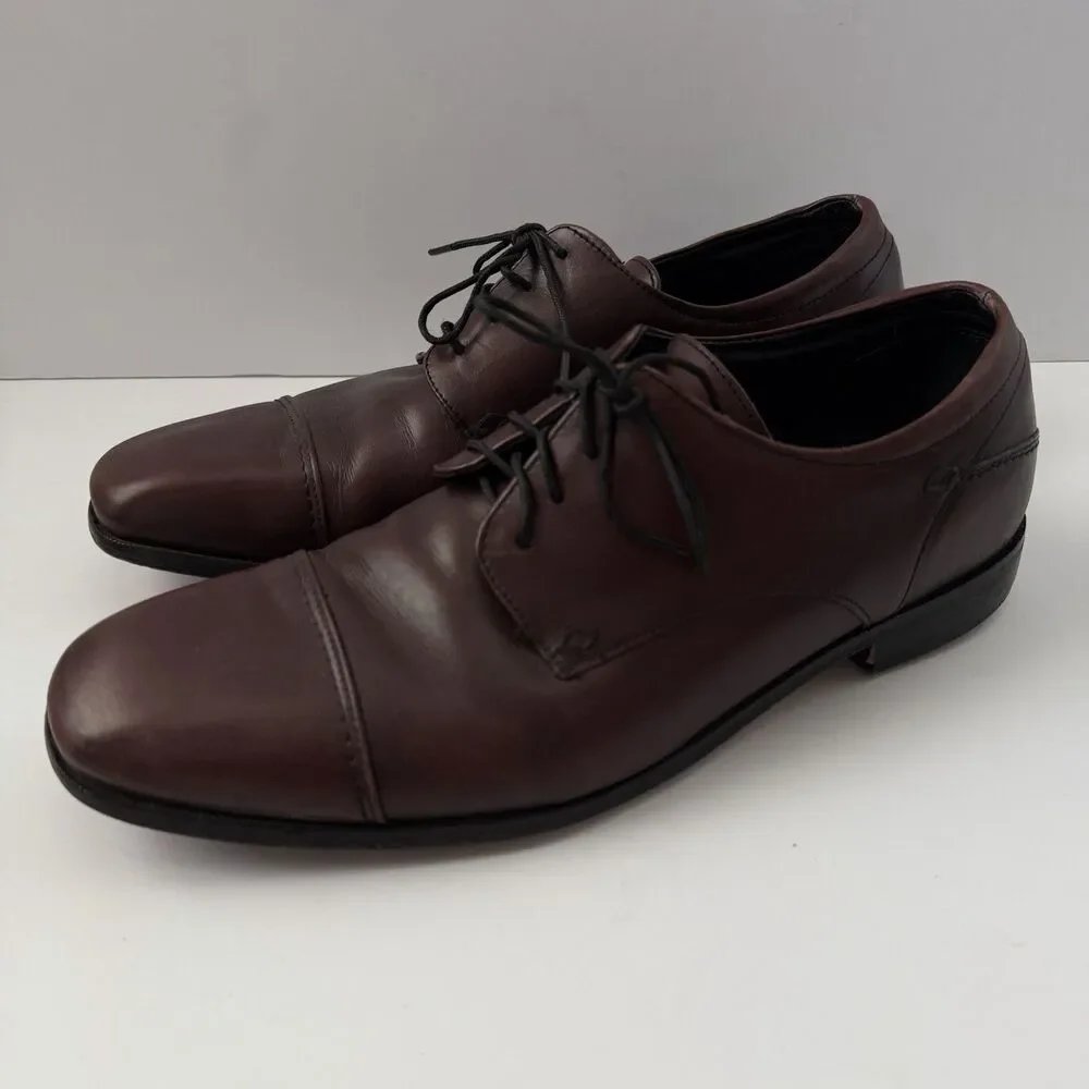 Florsheim Men’s 10.5 D Burgundy Leather Cap Toe Oxford Dress Shoes 18358